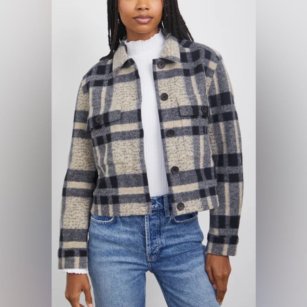 Rails Steffi Plaid Trucker Jacket in Tan Pacific Check